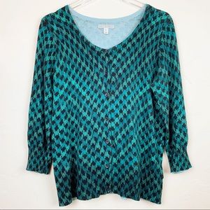 DANA BUCHMAN Teal Turquoise Jade Dream Sweater L